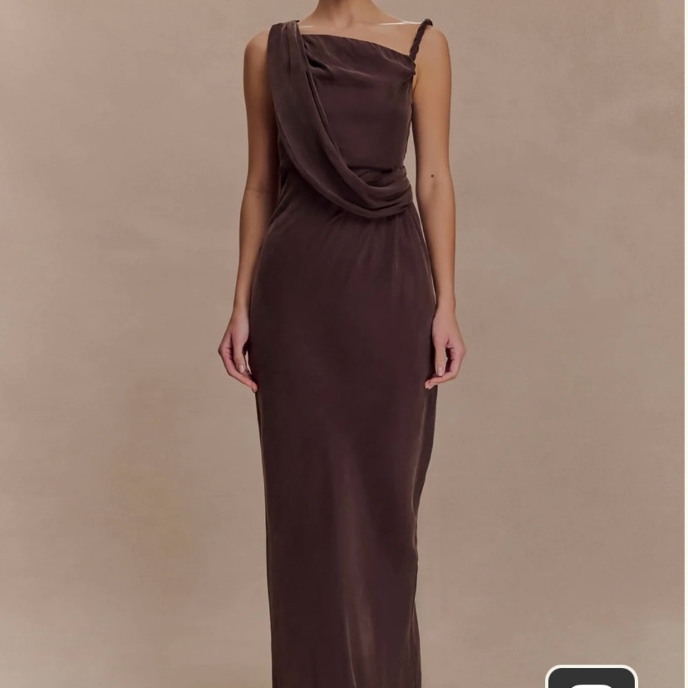 Meshki Lorieanne Draped Maxi Dress- Dark Chocolate